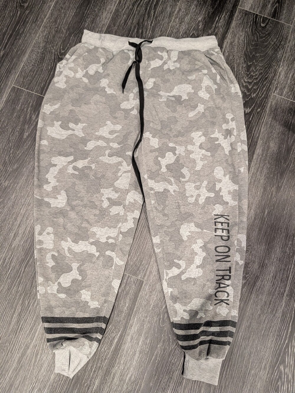 New Look Gray Camo Track Joggers with Black Drawstring